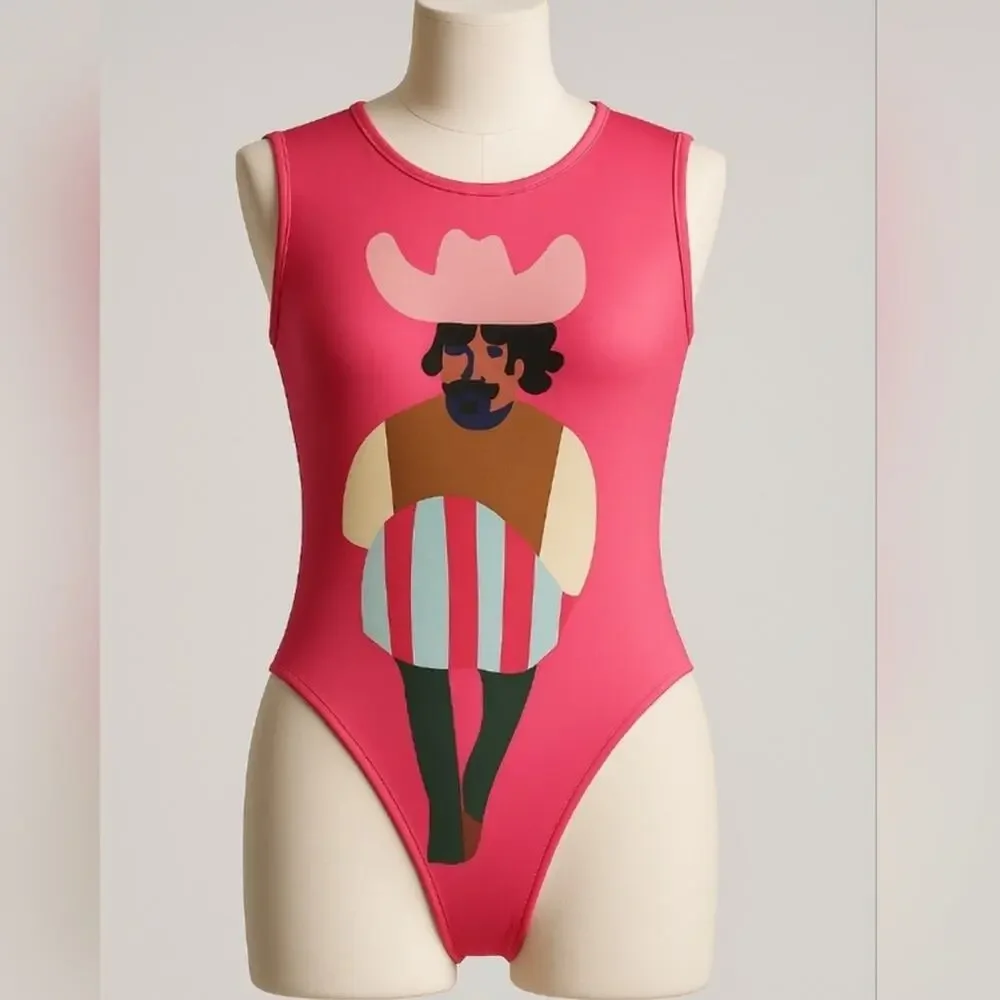 Zara Justine Franco Print Hot Pink Bodysuit Top NWT
Small - Picture 2 of 12